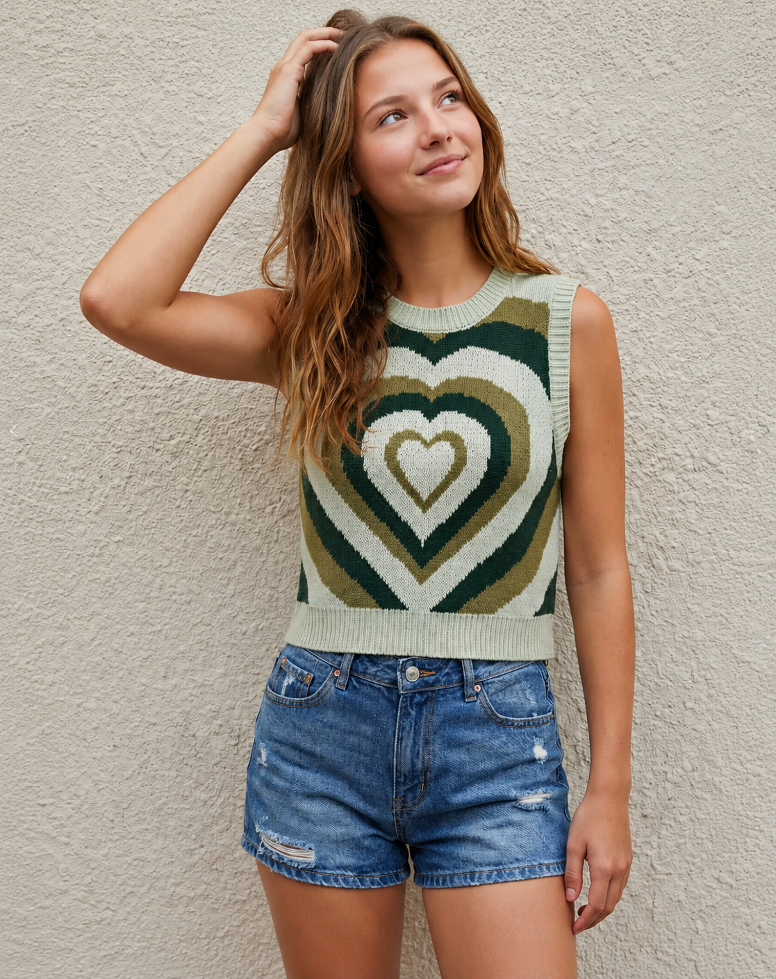 Skye | Mouwloze Dames Crop Top met Hartjes Knit