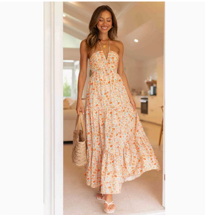 Fileine | Maxi Jurk Dames Chiffon Bloemenprint