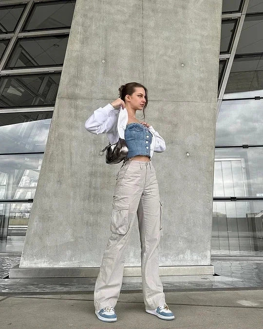 Autumna | Wide Leg Cargo Jeans Dames