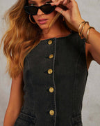 Lévana |  Denim Set Dames Wide Leg & Gilet