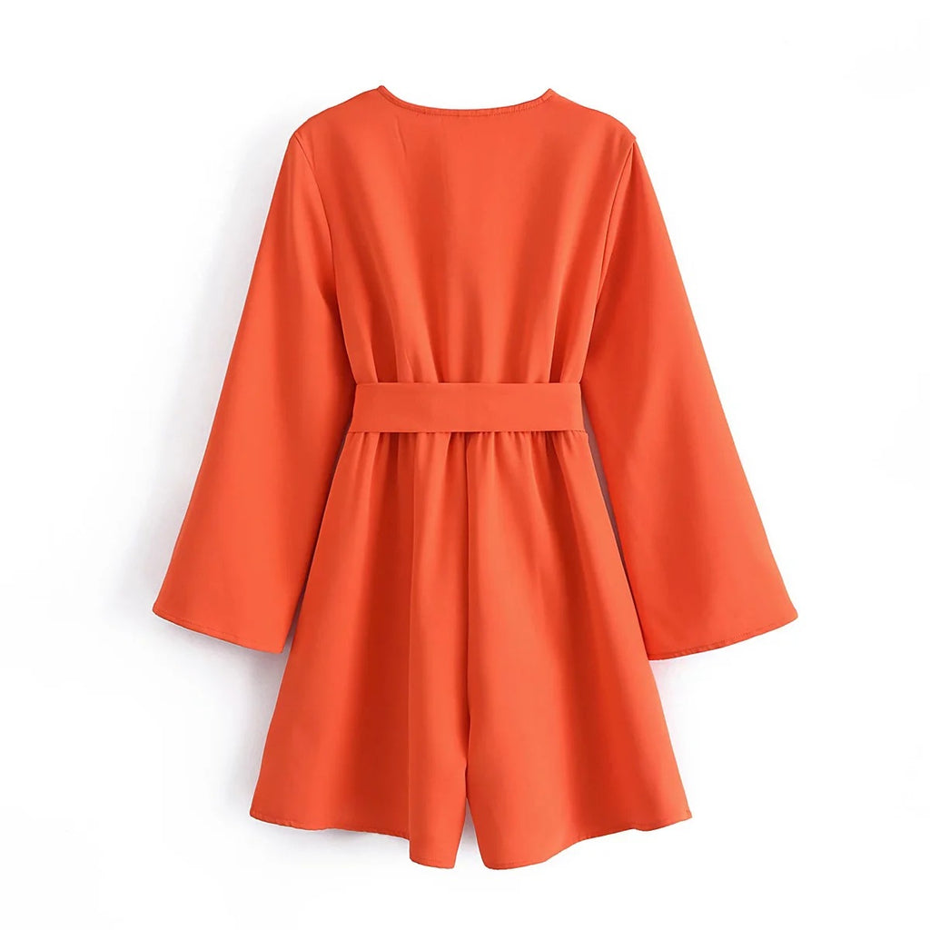 Caroline | Oranje Korte Jumpsuit