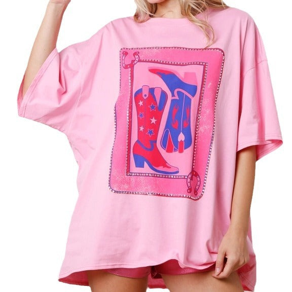 Dakota | Oversized Graphic Strass T-Shirt
