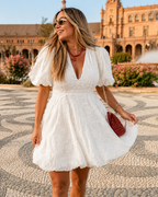 Ashley | Geborduurde Puff Sleeve Jurk