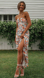 Fileine | Maxi Jurk Dames Chiffon Bloemenprint