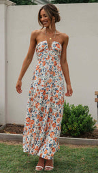 Fileine | Maxi Jurk Dames Chiffon Bloemenprint