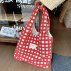 Éloane | Teddy Shopper – Grote Geruite Tote Tas