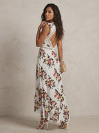 Amara | Gebloemde Maxi Jurk met V-Hals & Open Rug